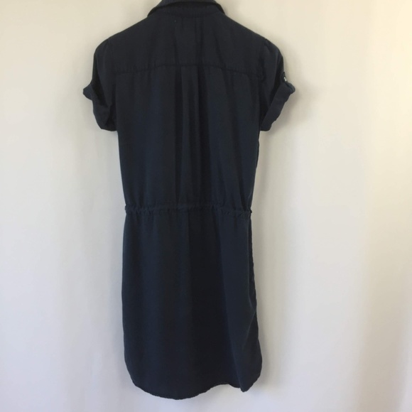 Button Down Shirt Dress with Drawstring - Picture 4 of 6